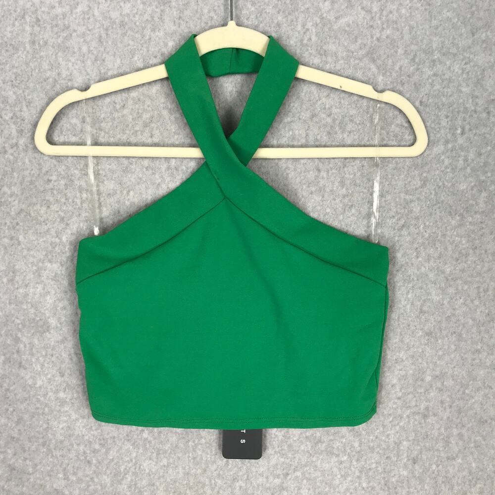 21 Saints Crop Top Women Large Green Tank Halter Y2K Coastal Western Basic Retro